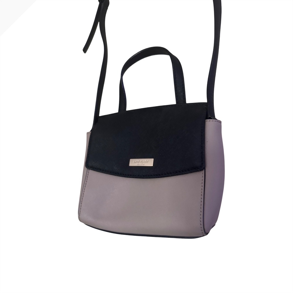 Kate Spade Laurel Mini Crossbody Leather Bi Tone Black Almondine Bag - Picture 3 of 11